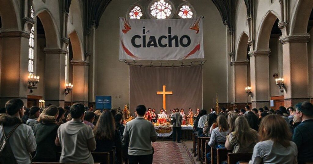 Grupa ludzi organizuje sekularyzowaną akcję charytatywną w klasztorze dominikańskim w Krakowie, zastępując nabożeństwo światowymi rozrywkami.