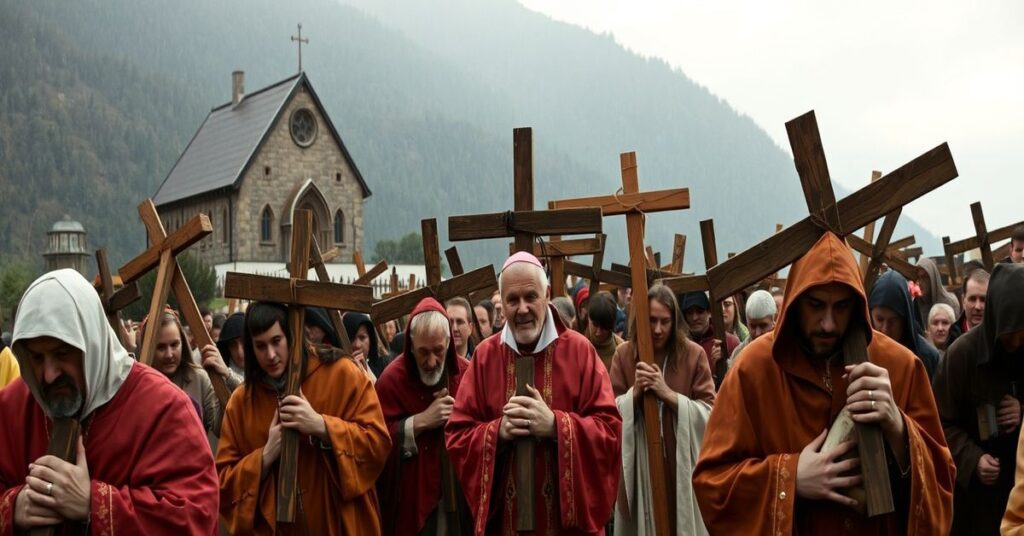 Droga Krzyżowa w Andrychowie z biskupem Pindlem - tradycyjne nabożeństwo przekształcone w psychologizujący rytuał