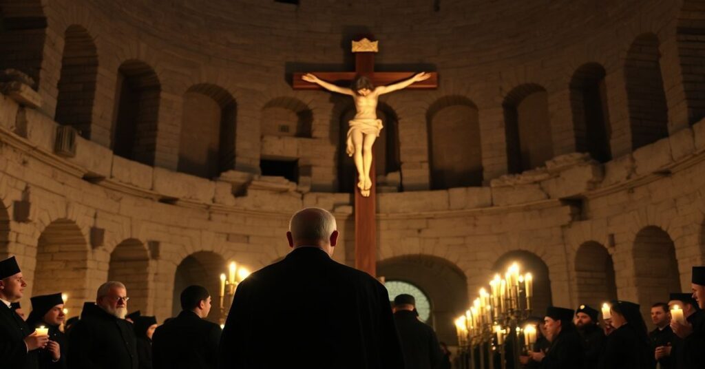 Sobór rzymski w Koloseum podczas procesji Drogi Krzyżowej