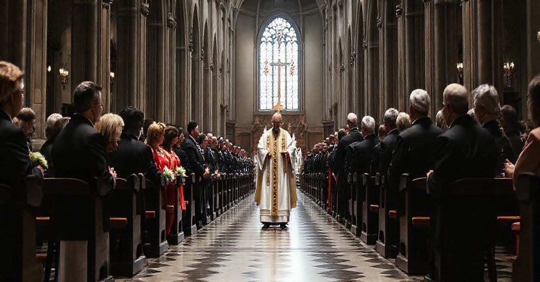 Pustka duchowa w drohiczyńskiej katedrze podczas uroczystości z okazji jubileuszu małżeńskiego z udziałem "biskupa" i świeckich władz