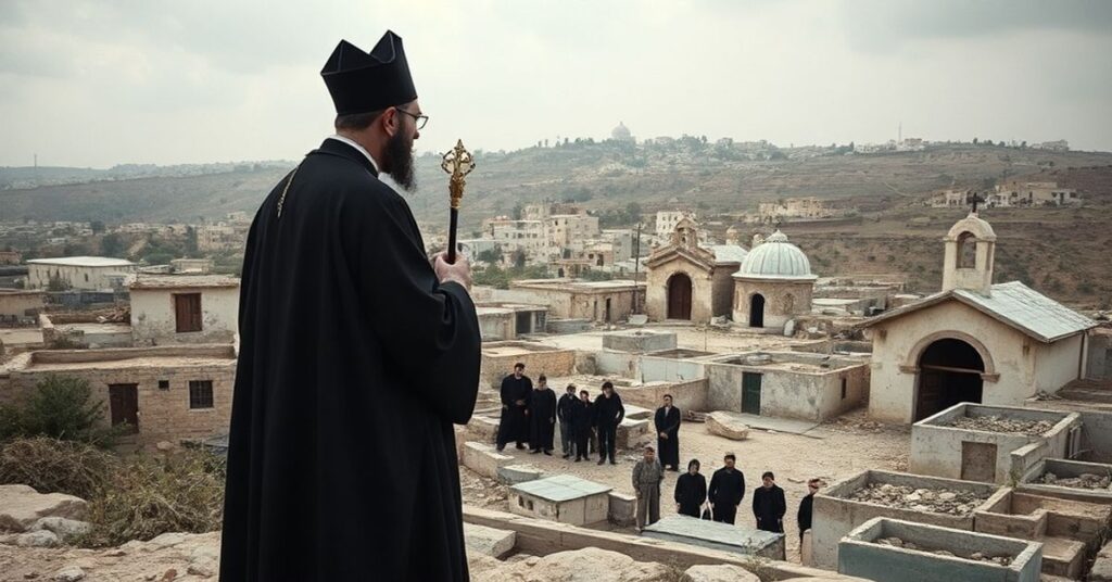 Smutny widok wioski Taiybeh na Zachodnim Brzegu: „ksiądz” Bashar Fawadleh mówi do zniechęconych chrześcijan przed starymi kościołami w tle.