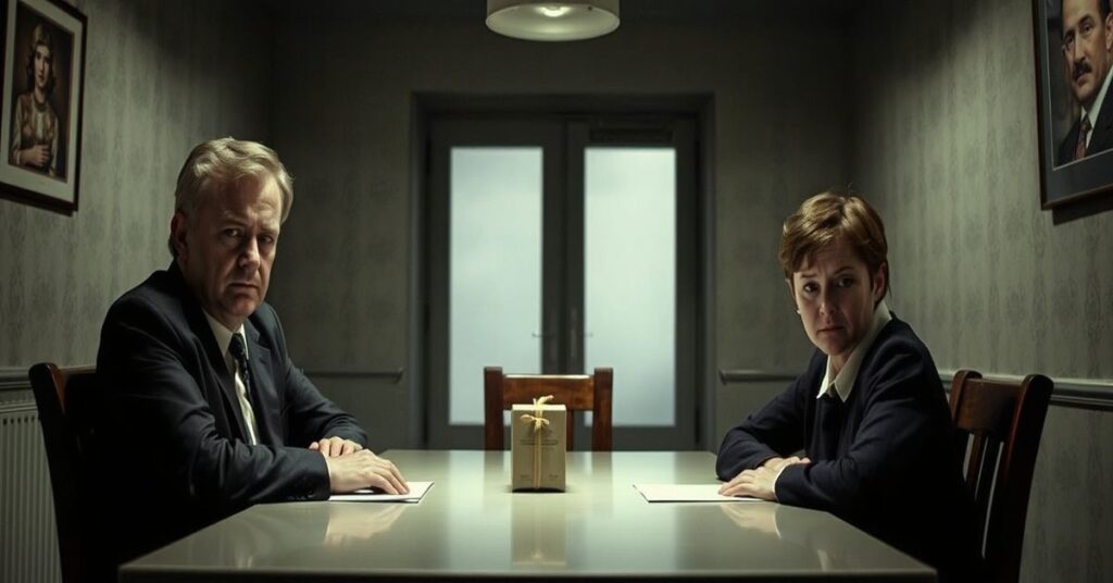 Scena rodziny w filmie "Dobry chłopiec" Jana Komasy, ukazująca brak transcendencji i duchowego pustkowia