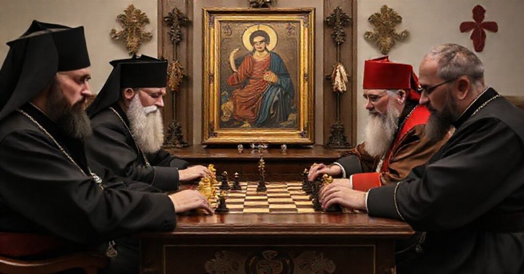 Tradycyjny mecz szachowy duchowieństwa z wojskowymi w pallotyńskim seminarium w Ołtarzewie
