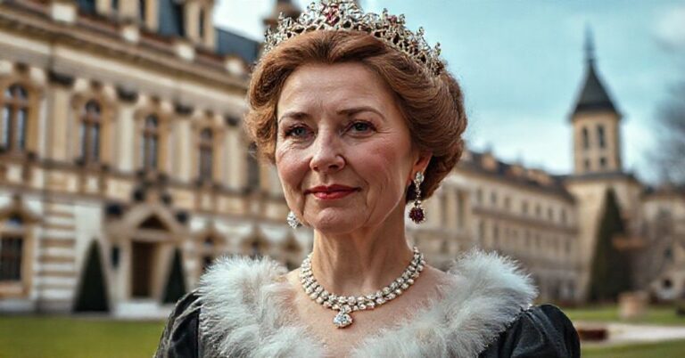 Portret Eduarda Habsburga jako dyplomaty przy Watykanie na tle modernistycznej architektury Rzymu.