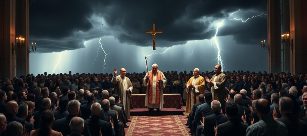 Fałszywa konsekracja biskupów w Écône podczas burzy - inscenizacja FSSPX bez ważności sakramentalnej