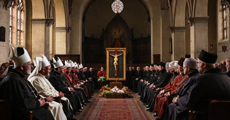 Sala modlitewna w kościele NMP na Piasku we Wrocławiu z ekumeniczną modlitwą, w której uczestniczą fałszywi biskupi, protestanci i grekokatolicy.