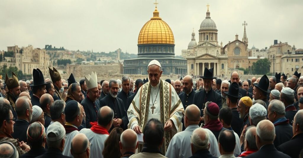 Poważne przedstawienie planowanego "Jubileusz Odkupienia 2033" w Jerozolimie z fałszywym "Papieżem" Leonem XIV otoczonym modernistycznymi biskupami i przywódcami neomodernistów.