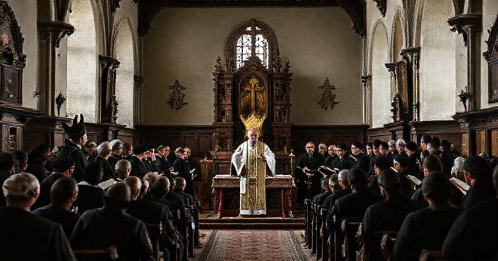 Wizerunek kościoła katolickiego w Kaliszu z fałszywym "arcybiskupem" Jacquesem Mouradem podczas pseudomodlitwy ekumenicznej z Jezuitami