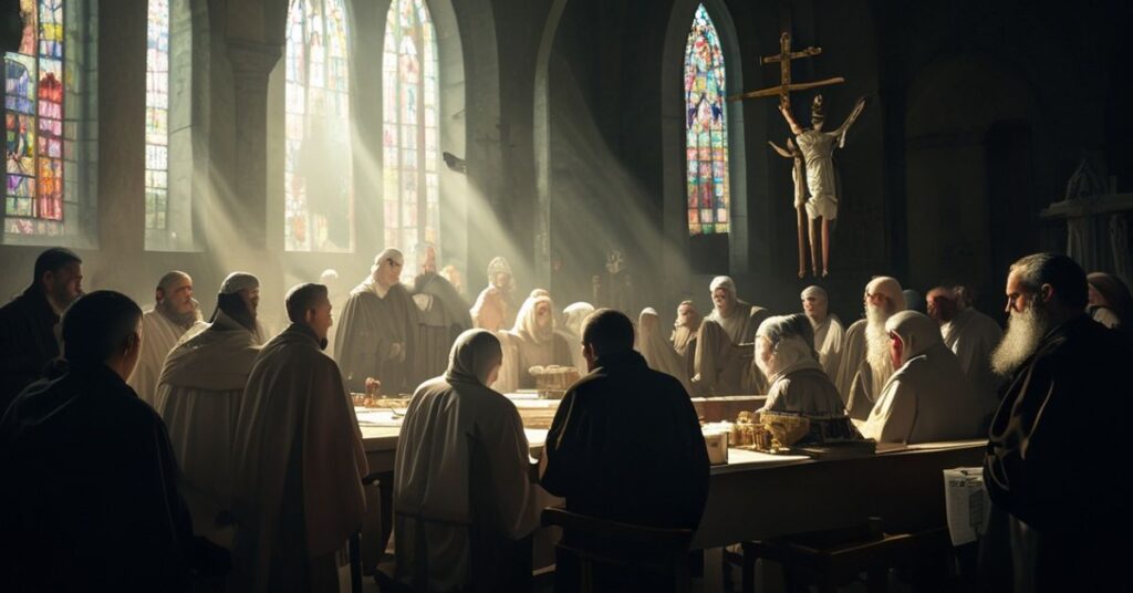 Zdjęcie przedstawiające ekumeniczne zgromadzenie w Katedrze św. Mikołaja w Kaliszu z udziałem "biskupa" Damiana Bryla i Andrzej Gontarka.