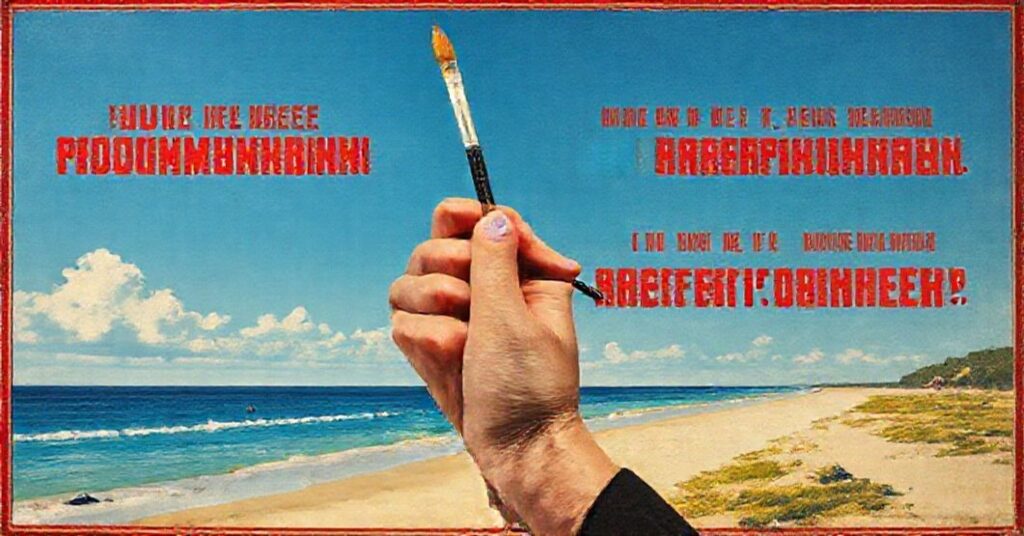 Obrázek przedstawiający Erik Bułatowa w akcie malowania swojego protestu przeciwko sowieckiej propagandzie