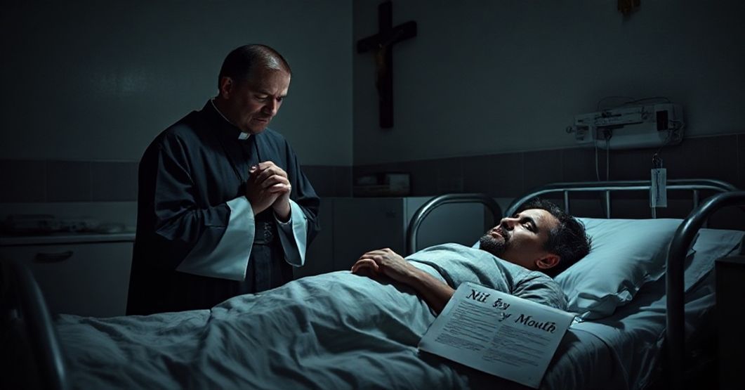 Priest modli się nad pacjentem z zespołem Downa w szpitalu NHS - obraz dramatycznej śmierci z powodu zaniedbania medycznego