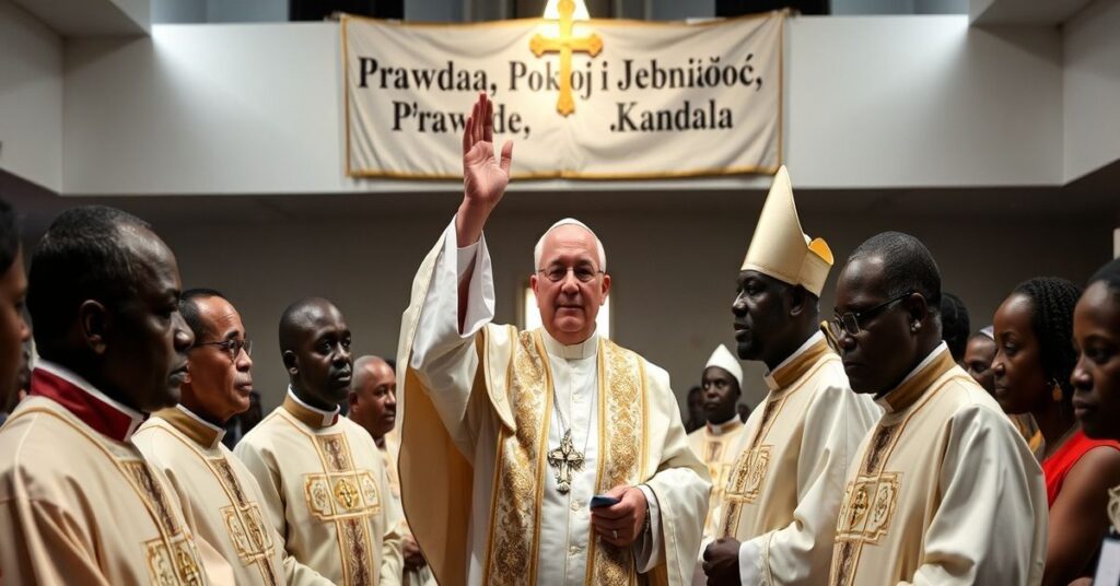 Scena fałszywej konsekracji biskupiej Relwendé Kisito Ouédraogo w Burkina Faso przez Pietro Parolina