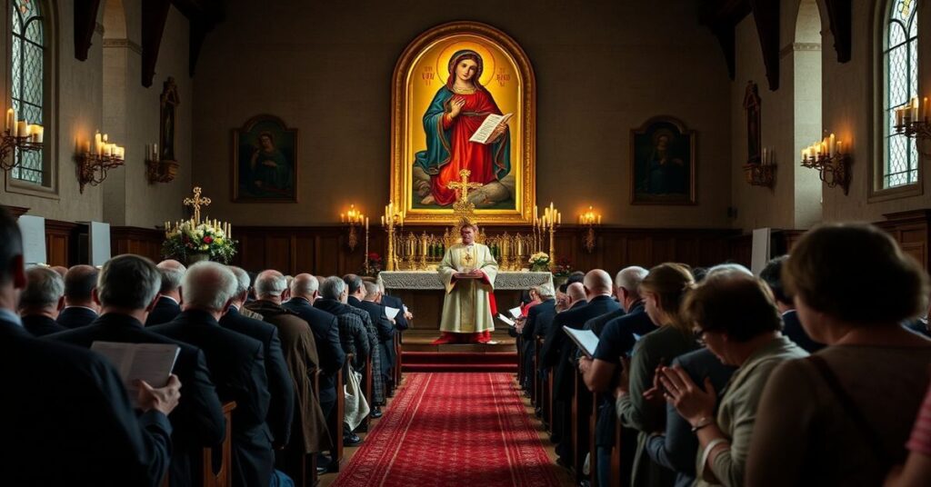Scena w kościele pw. św. Mateusza w Opalenicy podczas rzekomej mszy św. z udziałem pseudobiskupa Jana Glapiaka i Fundacji Tota Tua.