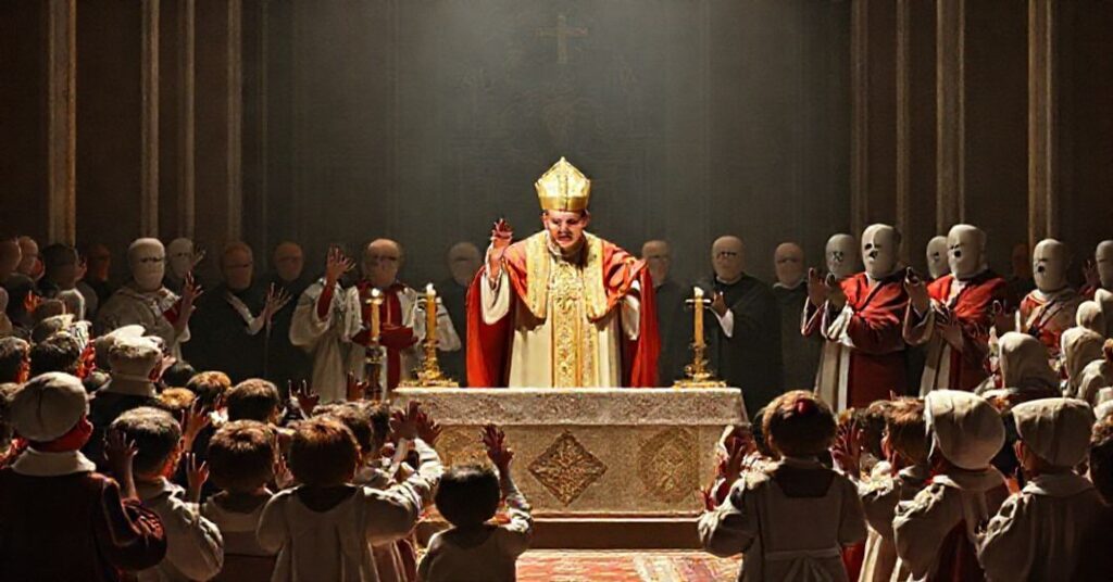 Scena przedstawiająca fałszywego papieża „Leona XIV” podczas nowomodernistycznej pseudo-mszy w Boże Narodzenie w Watykanie.