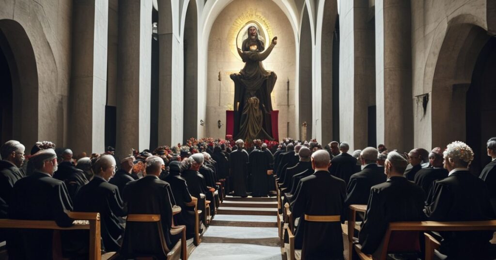 Uroczystość w neo-kościelnej "katedrze" w Gorzowie Wielkopolskim z udziałem fałszywych biskupów Wiesława Śmigla, Tadeusza Litęńskiego i Edwarda Dajczaka modlący się o "beatyfikację" Wilhelma Pluty