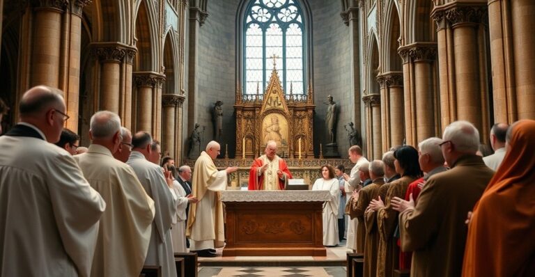 Ceremonia katolicka w katedrze w Elblągu z fałszywym biskupem i antykościelnym reprezentantem, pełna modernistycznych elementów