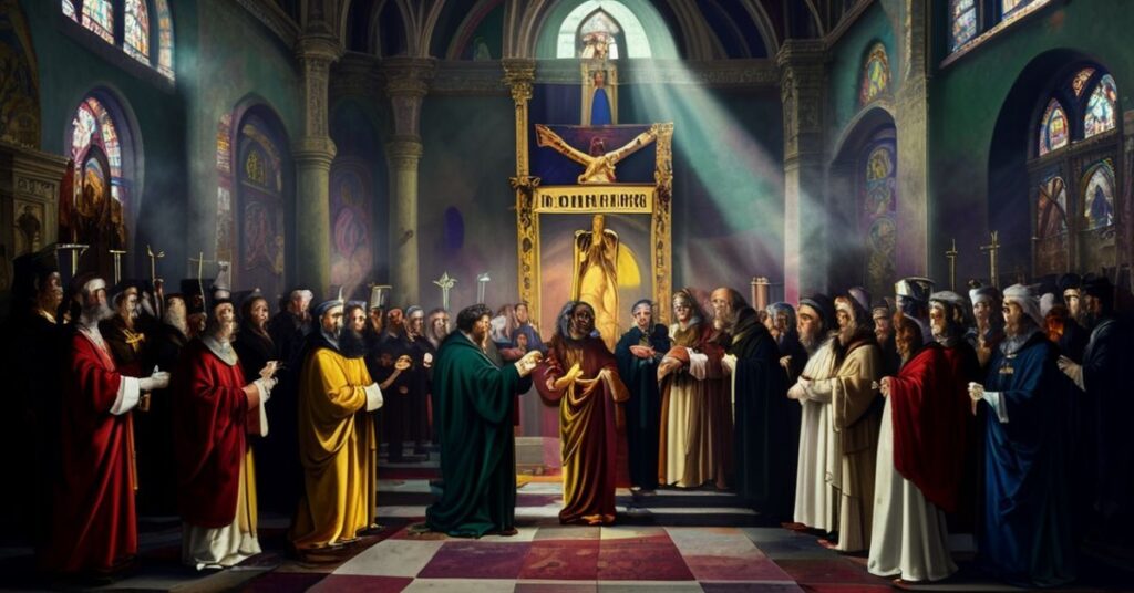 Scena katoliczka przedstawiająca fałszywą ekumeniczną "jedność" promowaną przez uzurpatora biskupa Gintarasa Grušasa i fałszywego "papieża" Leona XIV (Roberta Prevosta)