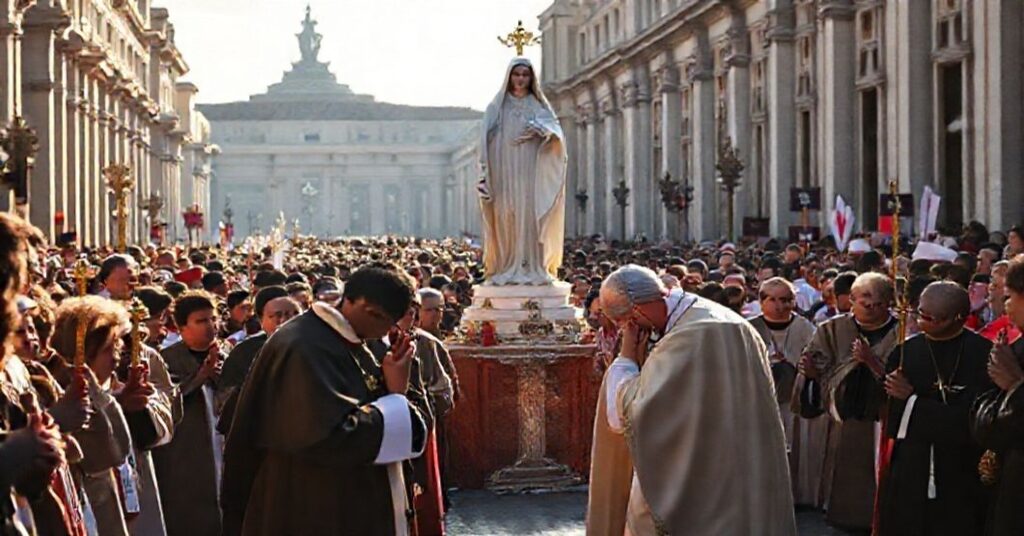 Procesja w Rzymie z fałszywą figurą Matki Bożej z Fatimy podczas Jubileuszu Duchowości Maryjnej