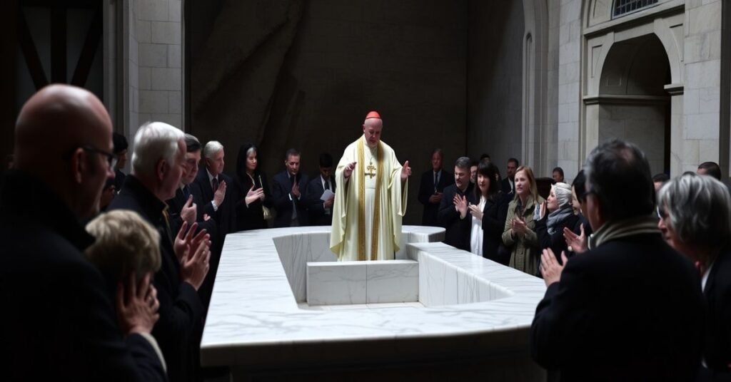 Impostor Robert Prevost (false 'Leo XIV') w fałszywej grocie Lourdes w Ogrodach Watykańskich