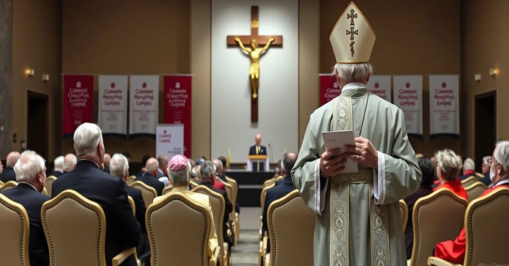 Sobor w Luksemburgu z fałszywym kardynałem Hollerichem i hierarchami w trakcie dyskusji o pokoju bez Chrystusa Króla.