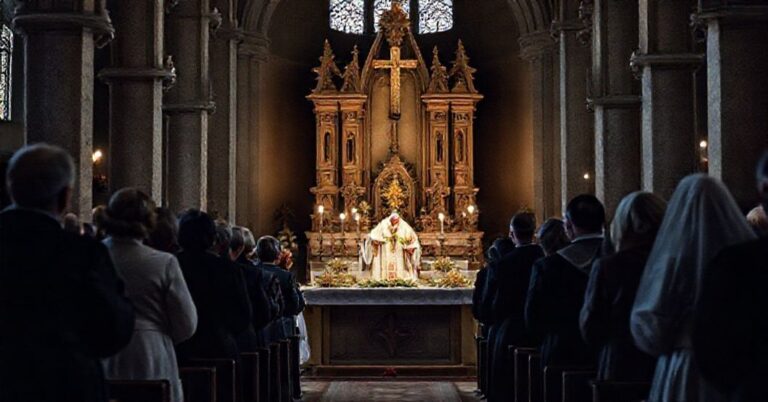 Obraz przedstawia fałszywą liturgię w Skarżysku-Kamiennej z udziałem pseudobiskupa Marka Solarczyka. Scena ukazuje modernistyczne celebrowanie małoważnego sakramentu małżeństwa w bazylice Matki Bożej Ostrobramskiej.