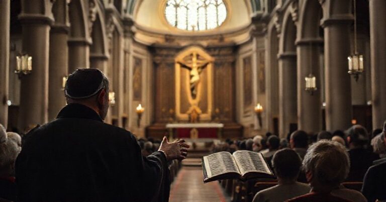 Wnętrze katedry opolskiej podczas fałszywej liturgii z wikariuszem Andrzejem Czają.