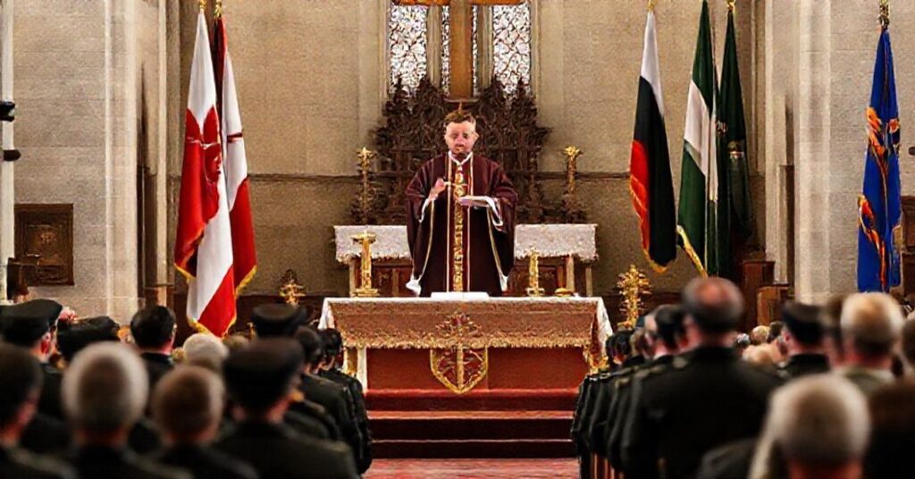 Scena w katedrze w Radomiu z fałszywym "biskupem" Markiem Solarczykiem podczas patriotycznej mszy bez kultu Chrystusa Króla