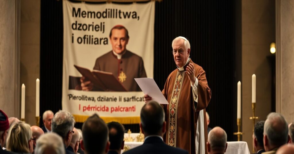 Ceremonia katolicka z "kardynałem" Pietro Parolinem promującym fałszywe błogosławieństwo Piera Giorgia Frassatiego w modernistycznej kobiecie.