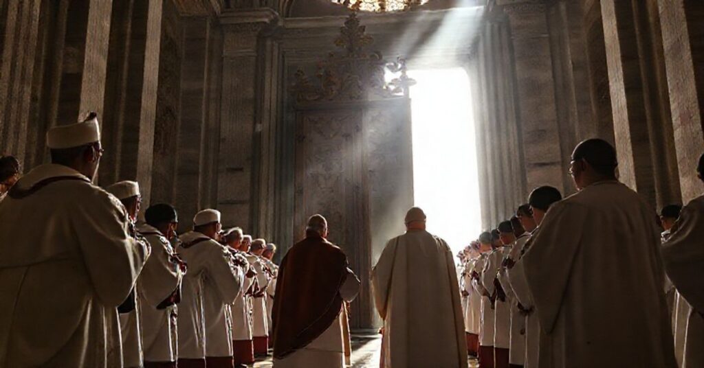 Bazylika Laterańska - zamknięcie fałszywej Drzwi Świętych przez fałszywego kardynała Baldassare Reina i burmistrza Rzymu Roberto Gualtieriego