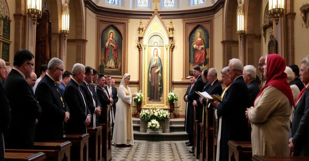 Ceremonia katolicka w gdańskim kościele św. Kazimierza z fałszywym aktem powierzenia przed ikoną Czestochowską