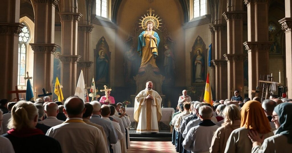 Sanktuarium w Świnicach Warckich podczas fałszywego Święta Miłosierdzia Bożego pod przewodnictwem modernistycznego "biskupa" Krzysztofa Wętkowskiego