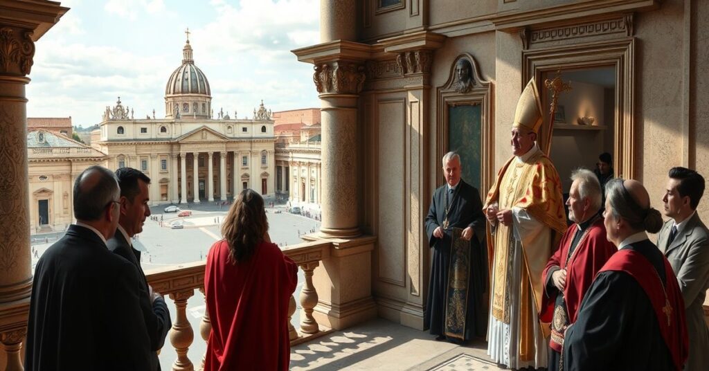 Obraz przedstawiający fałszywego papieża Leona XIV podczas audiencji z członkami Stowarzyszenia Pro Petri Sede w Watykanie.