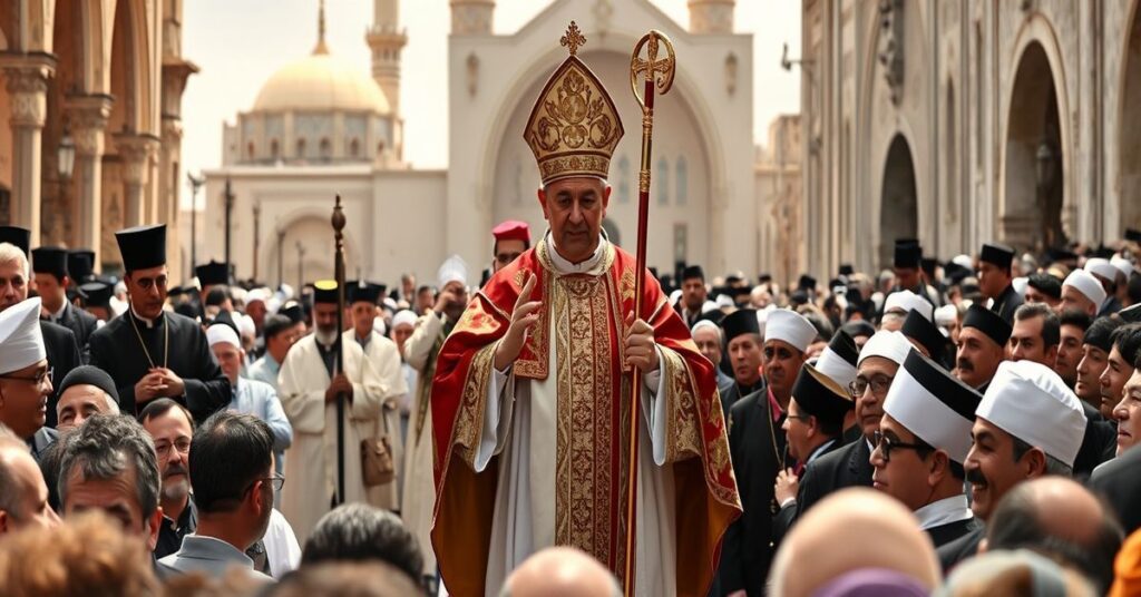 Sobór w Algierze z fałszywym papieżem Leonem XIV w otoczeniu biskupów i przywódców muzułmańskich