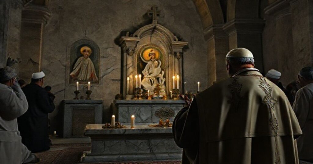 Fałszywy papież Leon XIV modli się przy grobie rzekomego „ św. ” Charbela Makhloufa w klasztorze św.