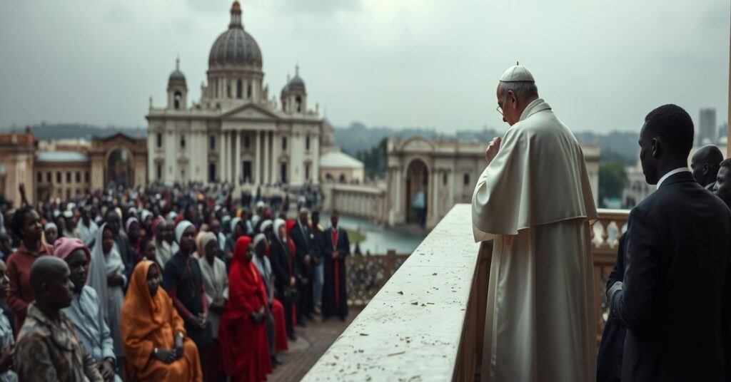 Scena pokazująca pustość retoryki fałszywego papieża Leona XIV wobec przemocy w Nigerii.