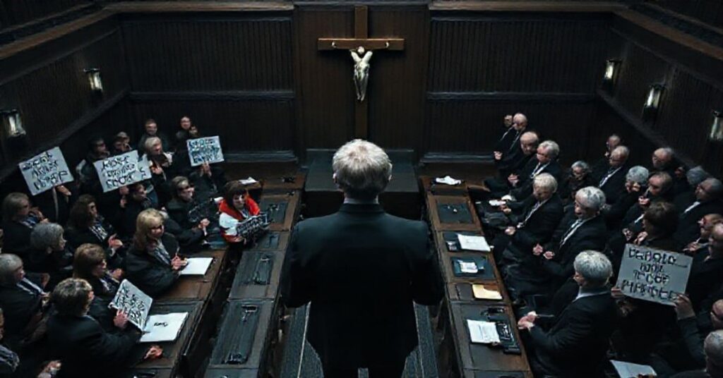 Sobierajny widok farerskiego parlamentu podczas kontrowersyjnego głosowania nad legalizacją aborcji. Bjørk Sadembou na czele opozycji pro-life.