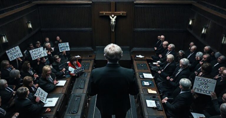 Sobierajny widok farerskiego parlamentu podczas kontrowersyjnego głosowania nad legalizacją aborcji. Bjørk Sadembou na czele opozycji pro-life.