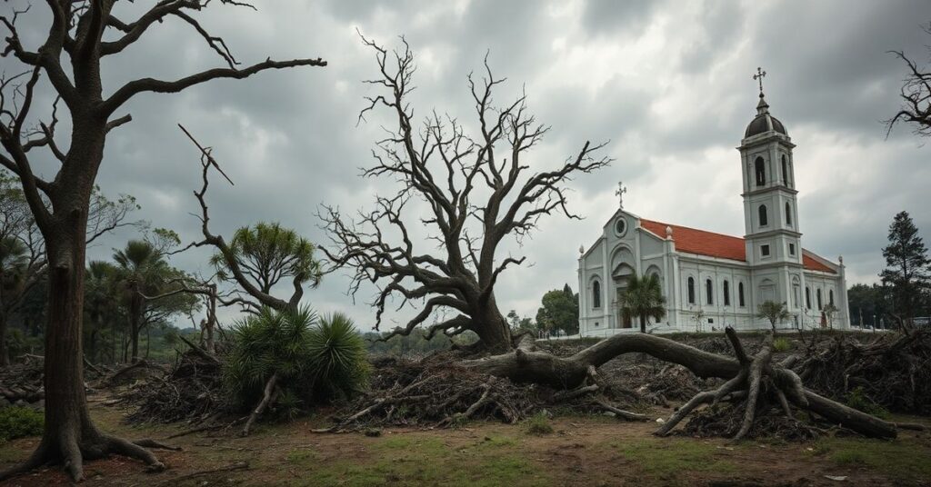 Zniszczenia w fatimskim pseudo-sanktuarium po sztormie Kristin
