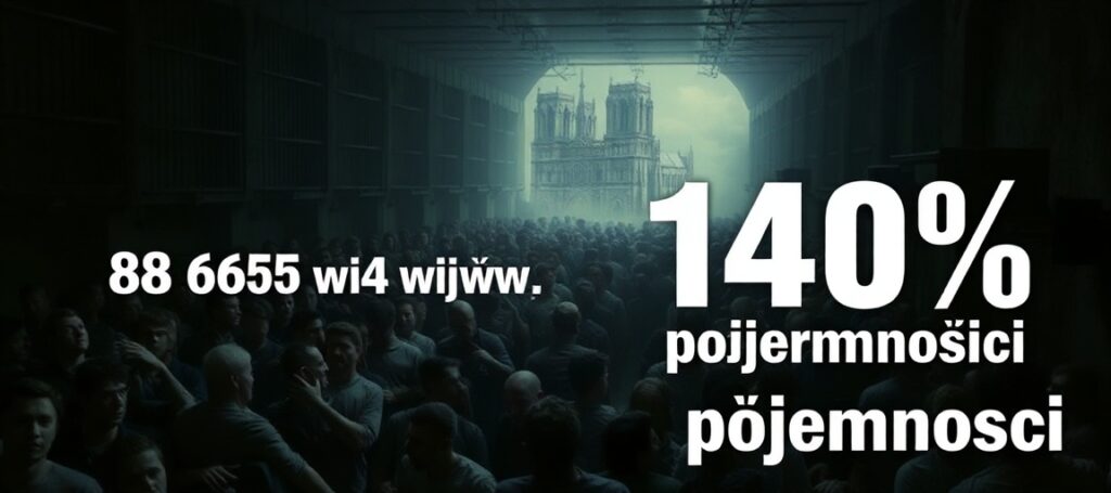 Przepełnione więzienie we Francji - 88 654 więźniów przy 140% pojemności. Symboliczny obraz upadku moralnego i duchowego kraju.