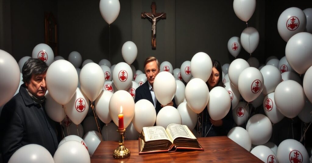 Grupa francuskich intelektualistów przygotowuje balony z logo Solidarności w 1982 roku