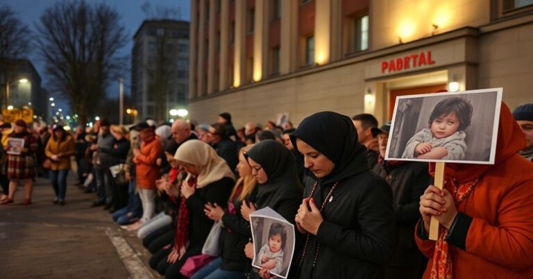 Grupa katolików modli się przed szpitalem w Gdańsku-Zaspie przeciwko aborcjom