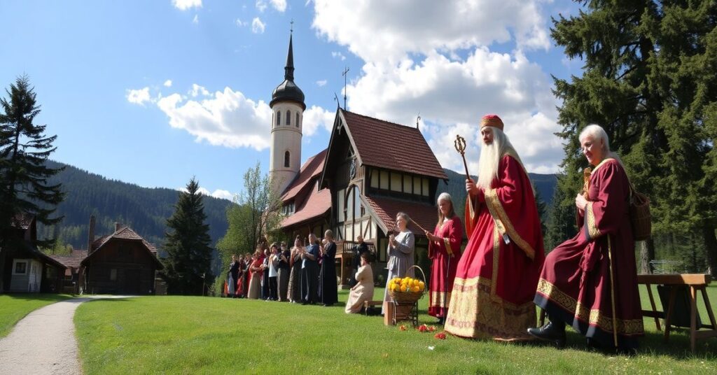 Katolickie przedstawienie Męki Pańskiej w góralskim stylu w Zakopanem.