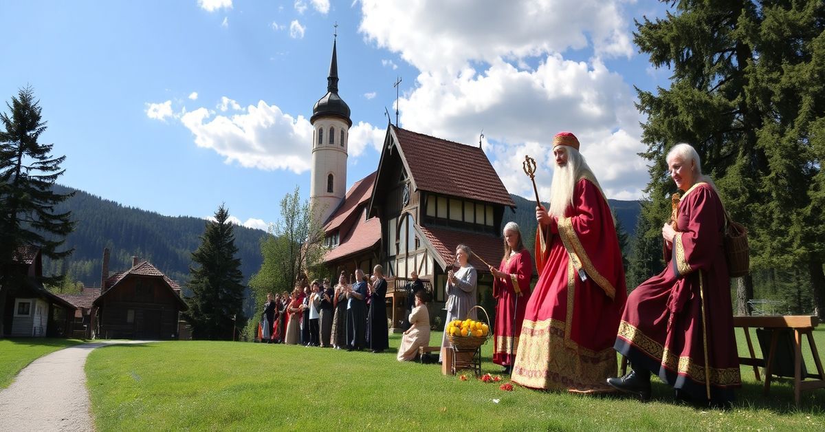 Katolickie przedstawienie Męki Pańskiej w góralskim stylu w Zakopanem.