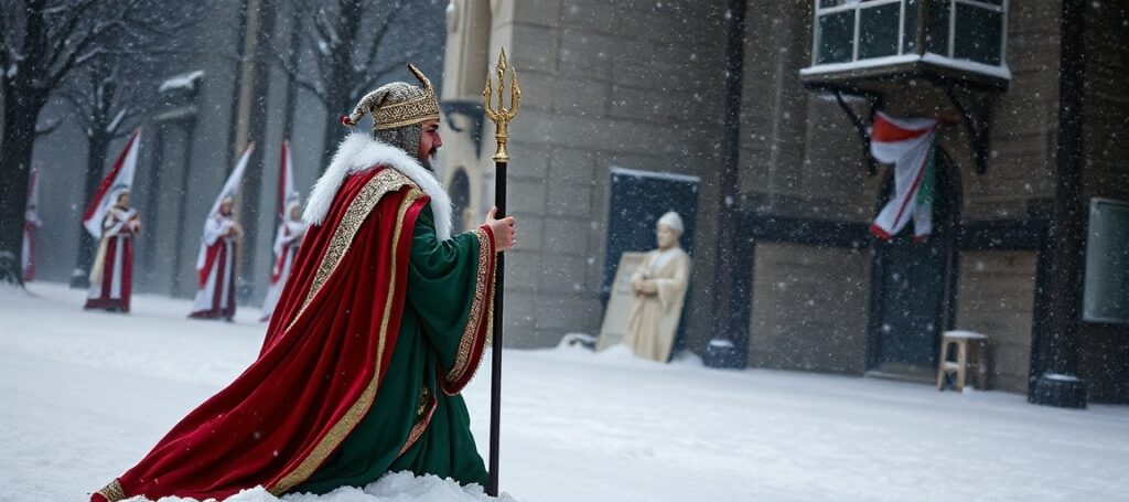Muzułmański pielgrzym w białych szatach ihram zmierza ku Kaabie podczas hadżdżu w Mekce