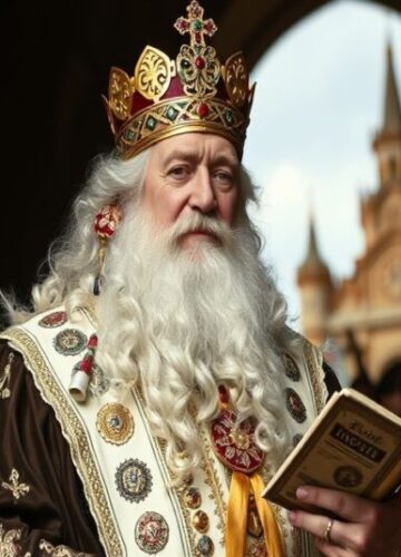 Portret „papieża” Leona XIV podczas Niedzieli Palmowej Portret „papieża” Leona XIV podczas homilii Niedzieli Palmowej w Watykanie.