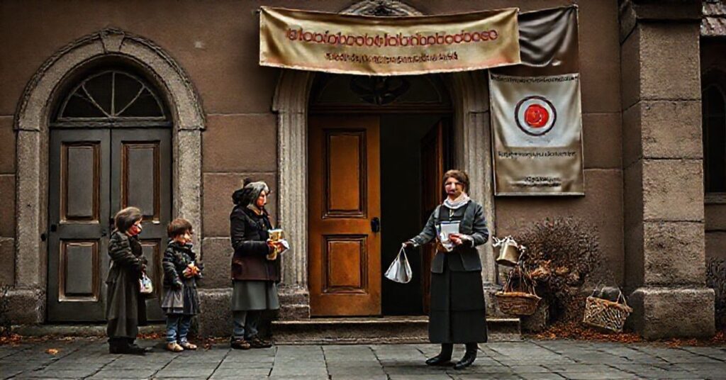 Obraz przedstawiający heroizm i pustkę współczesnego humanitaryzmu z perspektywy tradycyjnego katolicyzmu.