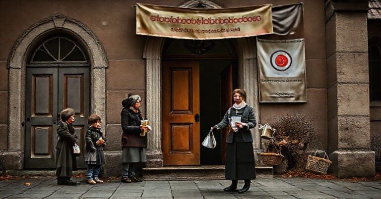 Obraz przedstawiający heroizm i pustkę współczesnego humanitaryzmu z perspektywy tradycyjnego katolicyzmu.