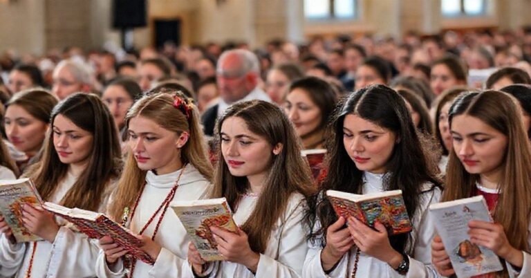 Zbiorowe spotkanie Szkolnych Kół Caritas w Rzeszowie z udziałem przedstawicieli neo-kościoła i urzędników oświatowych