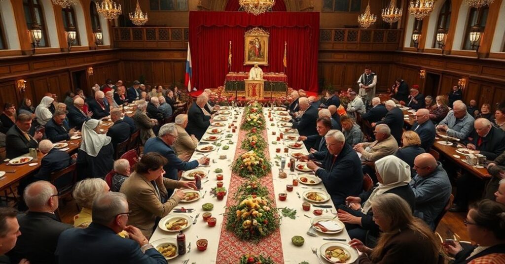 Scena z 'Humanitarnej Wigilii' w Poznaniu - okazja do krytyki nowoczesnej 'Caritas' posoborowej