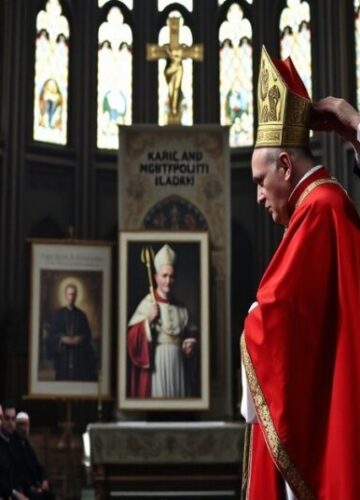 Ingres kardynała Krajewskiego w Łodzi - symbol posoborowej apostazji Wewnętrzne wnętrze archikatedry w Łodzi podczas ingresu kardynała Konrada Krajewskiego w 2026 roku.